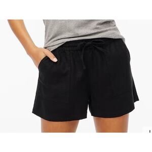 J.Crew Black Linen Blend Pull-On Shorts XL Elastic Waist Summer Coastal Minimal